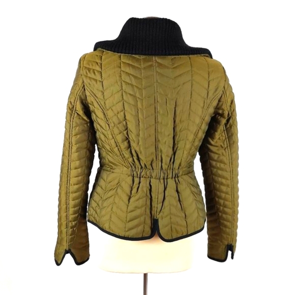 Anthropologie Cartonnier Olive Quilted Light Puffer Zip Snap Jacket - Picture 5 of 13